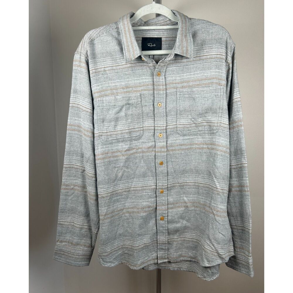 NWT Rails Men's Gray Striped Ivan Button Down shirt Grey Serape Large - Picture 2 of 10